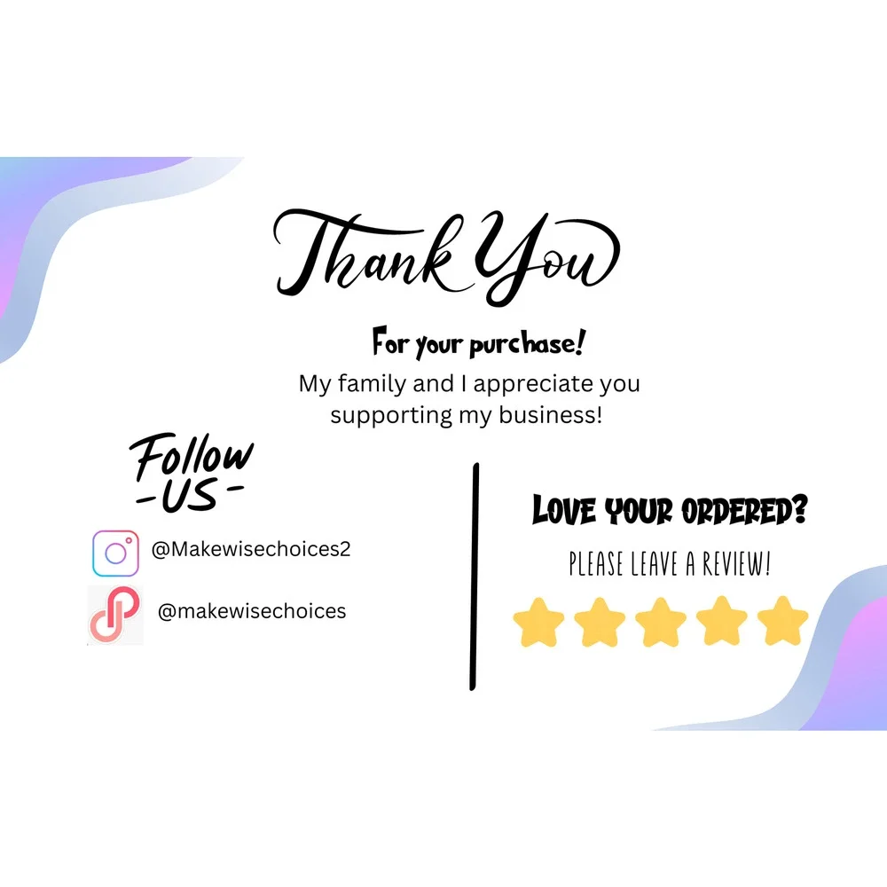 Custom Made Thank You Cards 50 Count